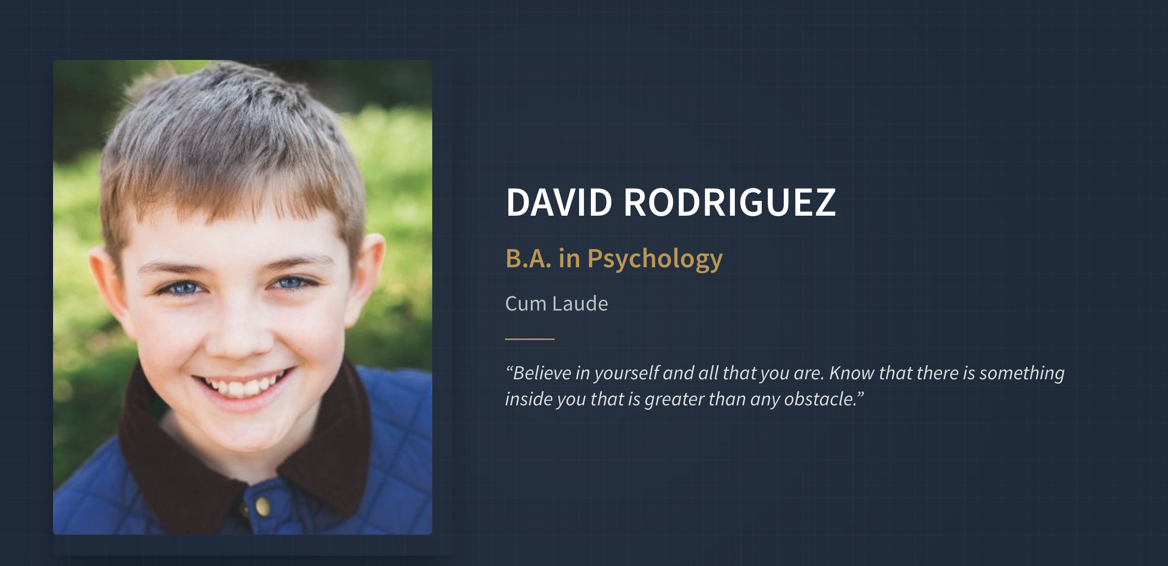 A professionally designed graduation slide.